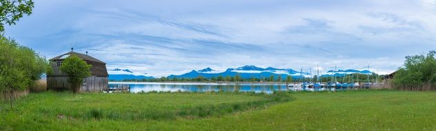 wooden hut on the picturesque shore of Lake Chiemsee