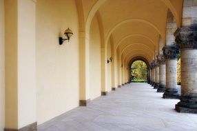 arched corridor with columns