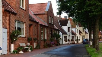 Beautiful brick houses near the plants in Northern Germany