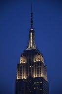 spire of Empire State Building at Night, usa, manhattan, Nyc