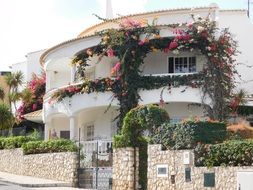 Mediterranean house with flowers on the walls