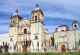 Oaxaca Cathedral, baroque building at sky, Mexico, Oaxaca de Juarez