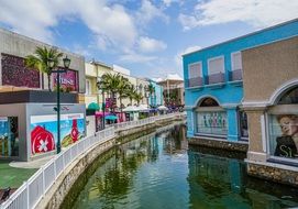 colorful canal in cancun city in mexico