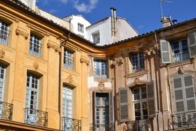 facades of buildings in the style of Provence in the South of France