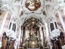 interior of the church in Nesselwang