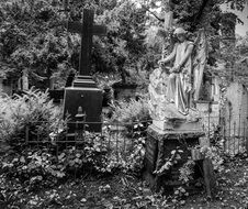 old time grave monuments on Cemetery