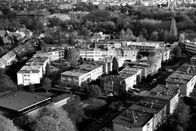 black and white photo of the city of brussels