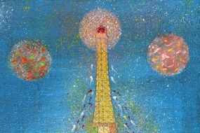 Eiffel tower with fireworks drawing