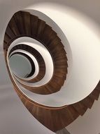 spiral wooden staircase in a modern building