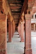 red sandstone columns in the palace in India