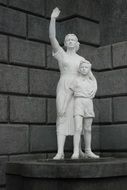 young woman with child boy, soviet sculpture, Russia