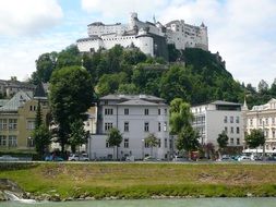 distant view of a hill fort in Salzburg