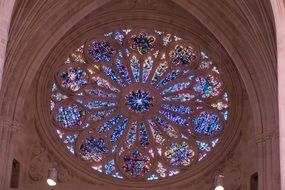 multi-colored stained glass window of Washington Cathedral