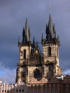 distant view of the gothic cathedral in Prague