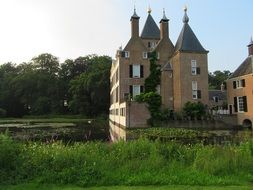 middle ages fortress and pond