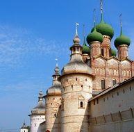 Orthodox church with green domes in Russia