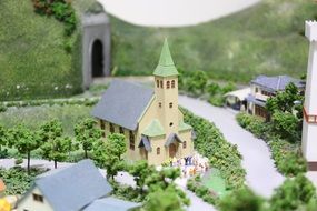 model of a church among beautiful nature