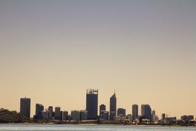 Perth city panorama view from the river, Australia