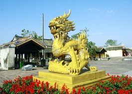 golden dragon statue in vietnam