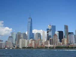 view from the water to the skyscrapers of new york