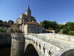 14th century Gothic bridge over the Gartempe River, france, Montmorillon