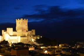 medieval castle in the dark