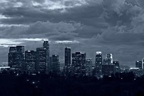 Beautiful black and white landscape of Los Angeles