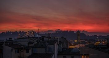 Red and Orange Sunset Italy Skyline