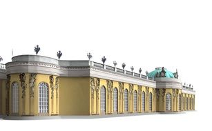 Castle Potsdam, facade as a 3d drawing