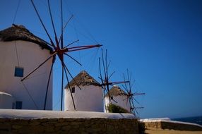 Windmills on Island, Greece, Mykonos