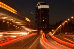 Big City light bridge at Night