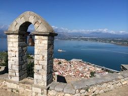 landscape of historic Palamidi wall in Greece