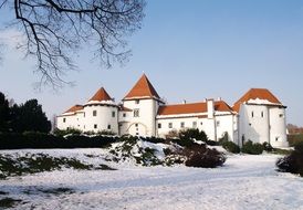 Landscape with the white castle in Croatia