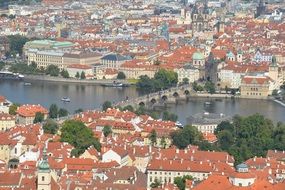 panorama of the Charles bridge in Prague