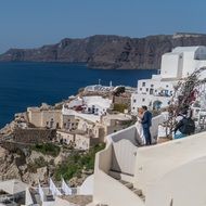 white buildings on the island of santorini