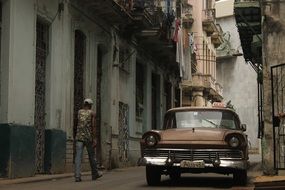 retro car in a tourist area in Cuba