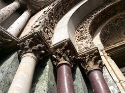 Columned interior of St. Mark's Basilica in Venice