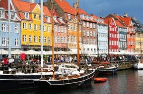 vibrant homes along the water canal in copenhagen