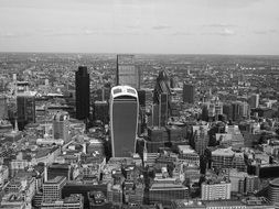 London City panorama in black and white background