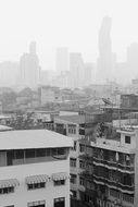 panoramic view of bangkok in smog