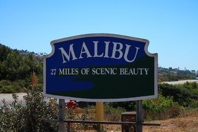 Malibu road sign in California