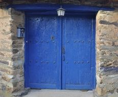 double blue doors entrance