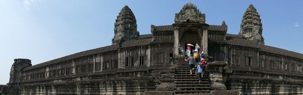 people rise in the temple complex