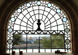 window in the temple of Jerusalem, Israel