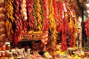 Chili peppers market in Barcelona