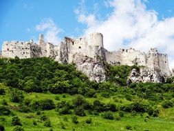 landscape ancient ruins of the Spissky castle in Slovakia