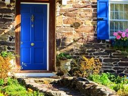 Blue door in a country home