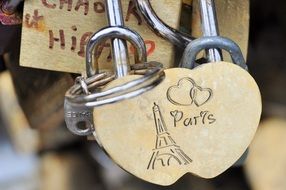 padlock on the bridge over the river Seine