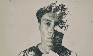 portrait of young man, double exposure