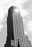 skyscraper in sunlight, black and white